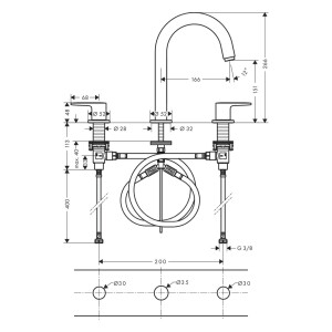 Hansgrohe Wachtischarmatur Vernis Blend 3-Loch Auslaufhöhe 150mm mattschwarz 71553670