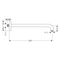 Hansgrohe Brausearm E Wandmontage 389mm chrom 27446000