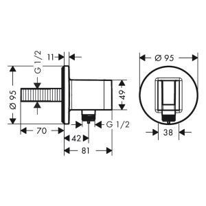 Hansgrohe Wandanschluss mit Duschkopfhalterung FixFit S brushed black chrome 26888340