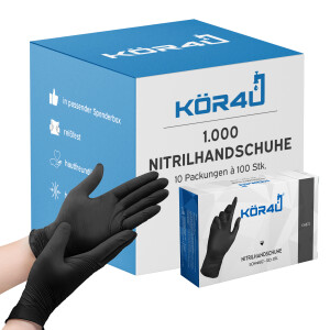 kör4u Nitrilhandschuhe, 1000 Stück, puderfrei, latexfrei, Einweghandschuhe, Einmalhandschuhe, Lebensmittelhandschuhe