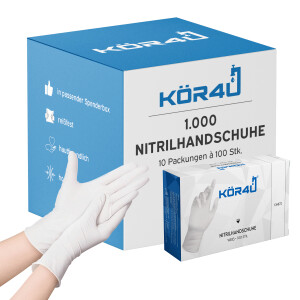 kör4u Nitrilhandschuhe, 1000 Stück, puderfrei, latexfrei, Einweghandschuhe, Einmalhandschuhe, Lebensmittelhandschuhe