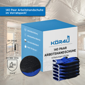 kör4u Arbeitshandschuhe Premium 100, Latex-Beschichtung, 140 Paar