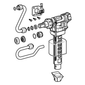 Geberit Füllventil Typ 380 seitlicher Wasserzulaufanschluss 3/8" Nippel aus Messing 243886001