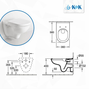 Villeroy & Boch Komplettset O-novo spülrandlos inkl. WC Sitz weiß 5660HR01