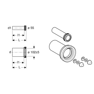 Geberit Anschlussset für Wand-WC 152426461