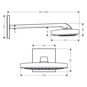 Hansgrohe Kopfbrause Raindance Select E 300 3jet Brausearm 390mm chrom 26468000