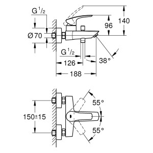 Grohe Start Wannenarmatur Einhand chrom 33300003