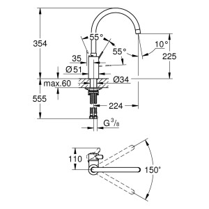Grohe Eurosmart Cosmopolitan Spültischbatterie Einhand 32843002