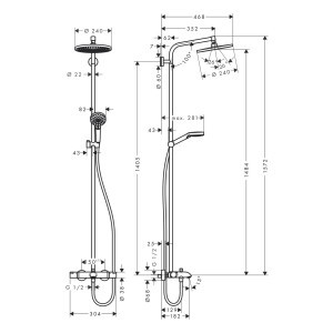 Hansgrohe Showerpipe Crometta S 240 für Wanne 1jet chrom mit Thermostat 27320000