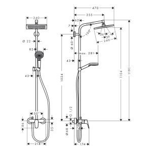 Hansgrohe Showerpipe Crometta E 240 1jet mit Einhebelmischer chrom 27284000