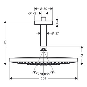 Hansgrohe Kopfbrause Raindance Select S 300 2jet 300mm Deckenmontage chrom 27337000