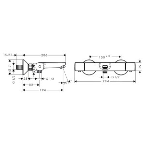 Hansgrohe Thermostat Ecostat Universal Wanne Aufputz chrom 13123000