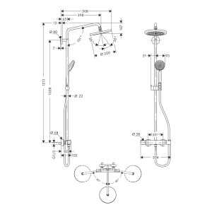 Hansgrohe Showerpipe Croma 220 für Dusche chrom mit Thermostat 27185000