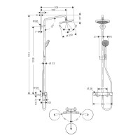 Hansgrohe Showerpipe Croma 220 für Dusche chrom mit Thermostat 27185000