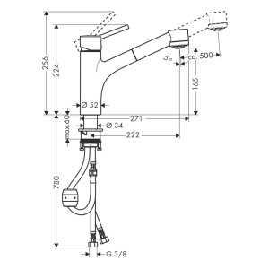 Hansgrohe Spültischmischer Talis S chrom mit Ausziehbrause 32841000