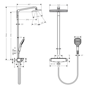 Hansgrohe Showerpipe Raindance Select we./chrom m.Kopfbrause Raindance E Air 1jet 360mm 27112400