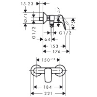 Hansgrohe Brausenmischer Aufputz Logis chrom 71600000