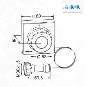 Heimeier Thermostatkopf F mit Ferneinsteller / 2M Kapillarrohr 2802-00.500