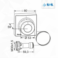 Heimeier Thermostatkopf F mit Ferneinsteller / 2M Kapillarrohr 2802-00.500