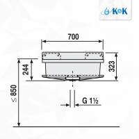 Sanit Maxi Becken mit Überlauf weiß, weißanthrazit 33 l Fassungsvermögen 60.007.01..0099