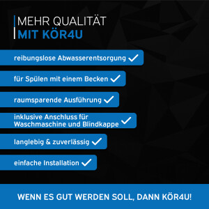 kör4u Raumsparsiphon mit Geruchsverschluss 1 1/2" x 50mm für Spültisch