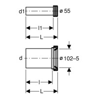 Geberit Anschlussset für Wand-WC 90x300mm 152441461