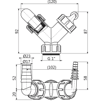 Alcaplast Doppelanschluss G1"/8–23 P149Z