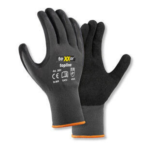 teXXor Nylon-Strickhandschuhe NITRIL BESCHICHTET grau/schwarz