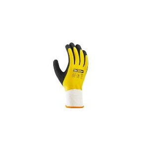 teXXor Polyester-Strickhandschuh LATEX weiß/gelb/schwarz