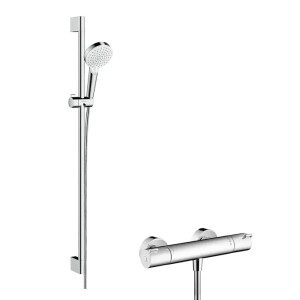 Hansgrohe Brausenkombi Crometta Vario Ecostat 1001 CL/Unica 900mm, weiss chrom 27813400