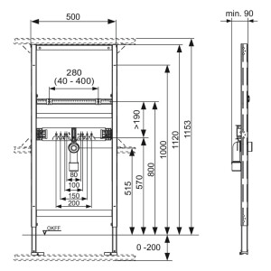 TECE Waschtisch-Modul TECEprofil Bauhöhe 1120mm 9310000