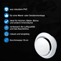 kör4u Lüftungsgitter weiß 150 mm
