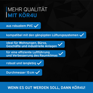 kör4u Bogen 90 Grad Lüftungsrohr Ø 150 mm weiß