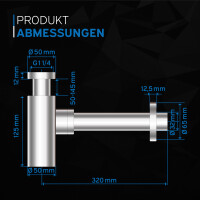 kör4u Premium Design Siphon 1 1/4"x32mm universal rund chrom