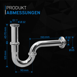 kör4u Universal Siphon 1 1/4"x32mm edelstahl rund chrom