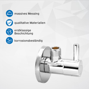 kör4u Design Eckventil 1/2" x 3/8" mit Schnellverschluss rund chrom