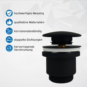 kör4u Pop-Up Ablaufventil 1 1/4" universal schwarz matt
