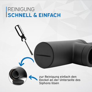 kör4u Premium Design Siphon 1 1/4"x32mm universal rund schwarz matt