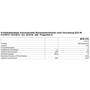 AEG Elektronischer Klein Durchlauferhitzer MTE 570 231216