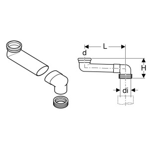 Geberit WC-Etagenbogen waagerecht grau, 388350291