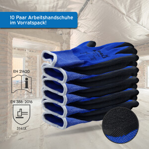 kör4u Arbeitshandschuhe Premium 100, Latex-Beschichtung, 10 Paar 11 (XXL)