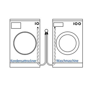 Airfit Doppel-Anschlusswinkel für Waschmaschine und Kondensattrockner DN 50 grau 50052WTW