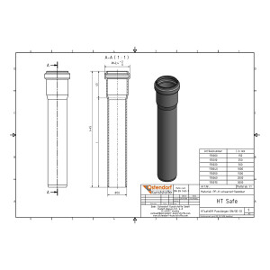 Ostendorf HTsafe Rohr mit Muffe DN 32 500 170020
