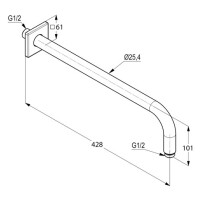 Kludi Wand-Brausearm A-Qa eckige Wandrosette 400mm chrom 6653405-00
