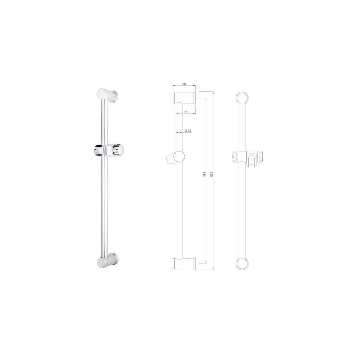 SANIBEL Brausestange 600 mm mit Brauseschieber 7903383