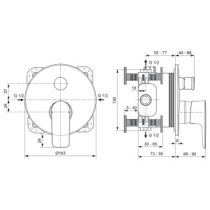 Ideal Standard Badewannenarmatur Connect Air Unterputz chrom A7035AA
