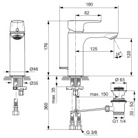 Ideal Standard Waschtischarmatur Connect Air mit Ablaufgarnitur chrom A7053AA