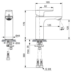 Ideal Standard Waschtischarmatur Connect Air ohne Ablaufgarnitur chrom A7055AA