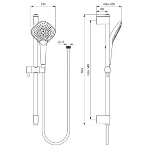 Ideal Standard Brausekombination Idealrain Evo Jet 3-Funktionshandbrause Diamond chrom B1762AA