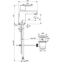 Ideal Standard Waschtischarmatur CeraVito mit Ablaufgarnitur chrom B0405AA
